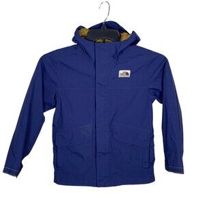 The North Face Boys Hooded Jacket Size 7/8 Full Zip Navy Blue Lined